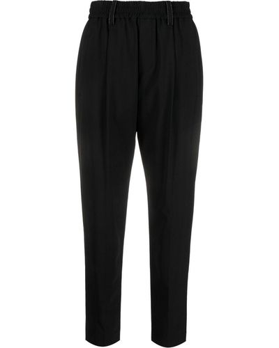 Brunello Cucinelli Pantalones ajustados de talle alto - Negro
