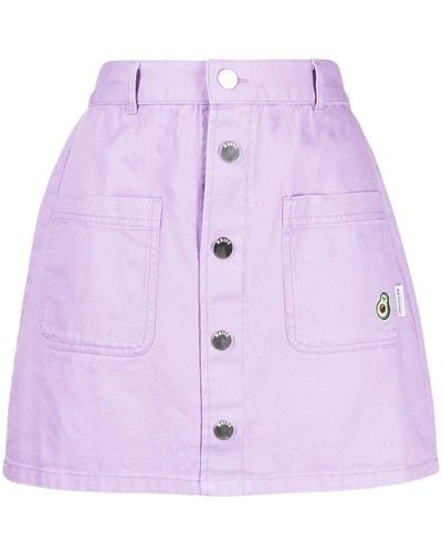 Chocoolate High-waisted A-line Denim Skirt - Purple
