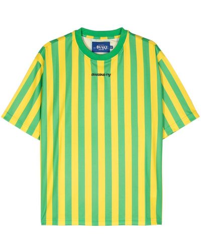 AWAKE NY Soccer Striped Short-sleeve T-shirt - Green