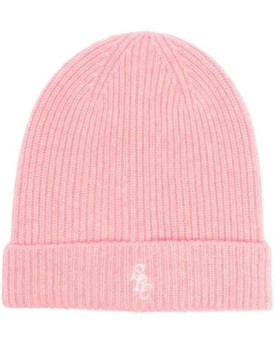 Sporty & Rich Logo-embroidered Cashmere Beanie - Pink