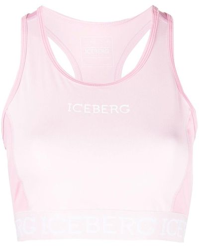 Iceberg Top corto con logo estampado - Rosa