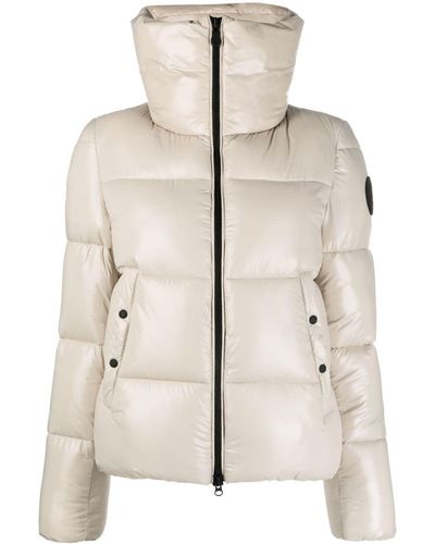 Save The Duck Logo-patch Padded Puffer Jacket - Natural