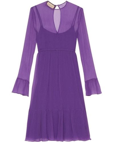 Gucci Silk Chiffon Midi Dress - Purple