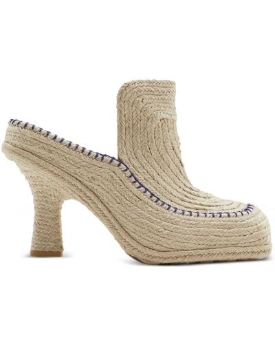 Burberry Cord Woven Mules - White
