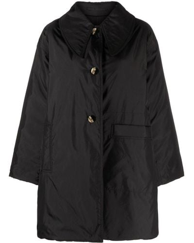 Ganni Oversized-collar Quilted Jacket - Black