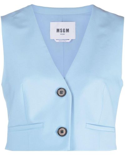 MSGM Cropped Tailored Jacket - Blue
