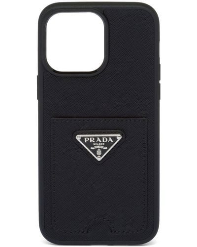 Prada Leather Iphone 14 Pro Max Case - Black