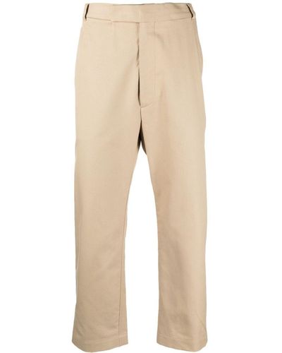 Thom Browne Cropped Cotton Chinos - Natural