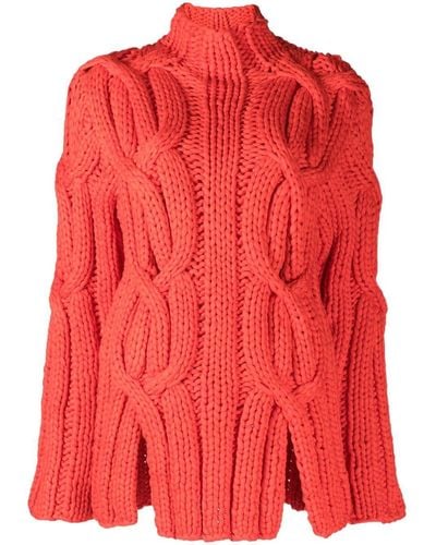 Dion Lee Chunky-cable Knit Sweater - Red
