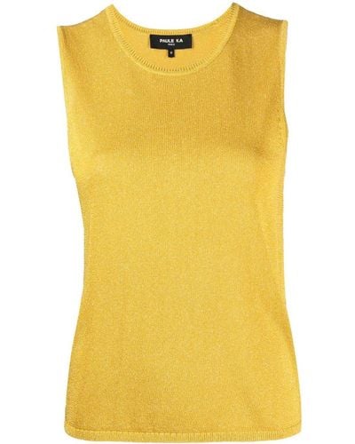 Paule Ka Sleeveless Knit Top - Yellow