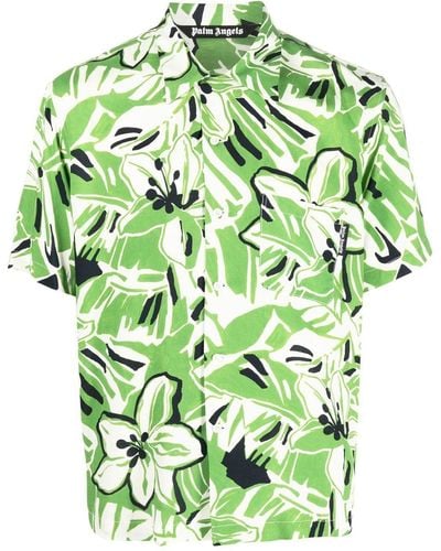 Palm Angels Overhemd Met Bloemenprint - Groen