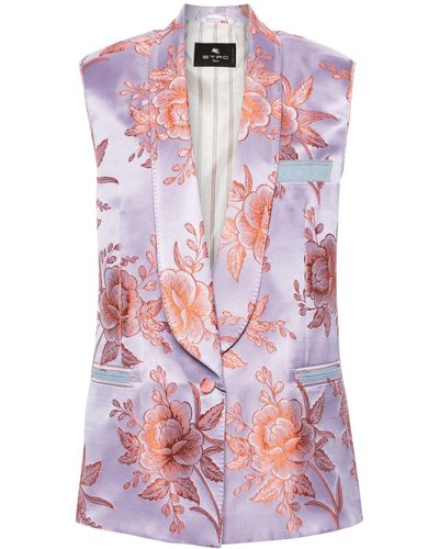 Etro Blazer smanicato a fiori jacquard - Rosa