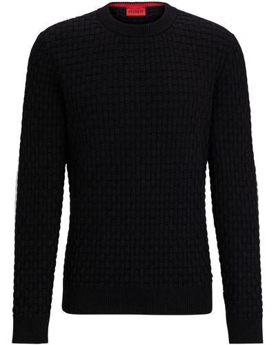 HUGO Pull en coton - Noir