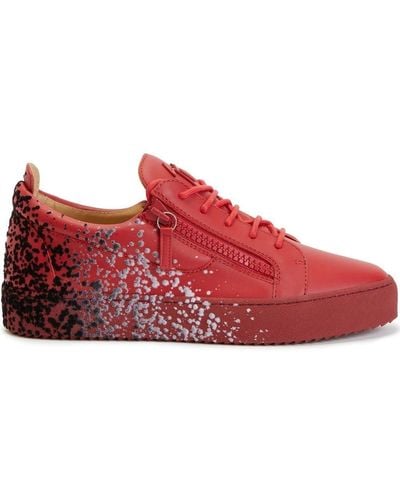 Giuseppe Zanotti Paint-splatter Low-top Sneakers - Red