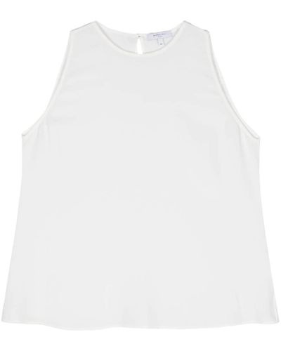 Boglioli Blusa smanicata semi trasparente - Bianco