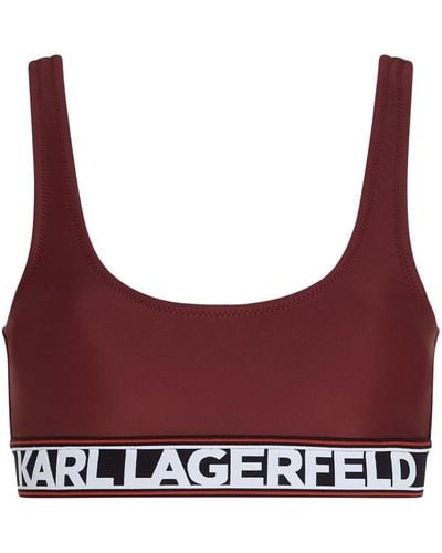 Karl Lagerfeld U-neck Logo-band Bikini Top - Purple