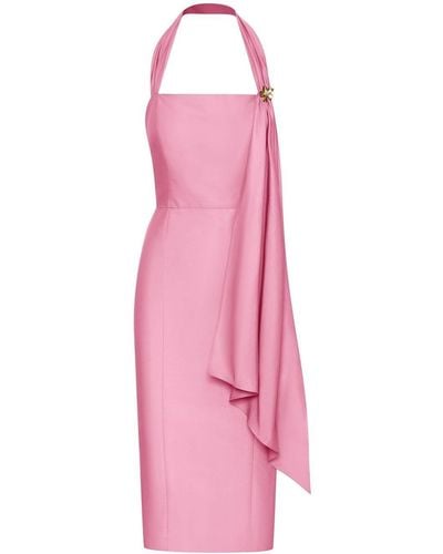 Oscar de la Renta Midi-jurk Met Gedrapeerd Detail - Roze
