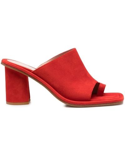 SCAROSSO Gwen 85mm Suede Mules - Red