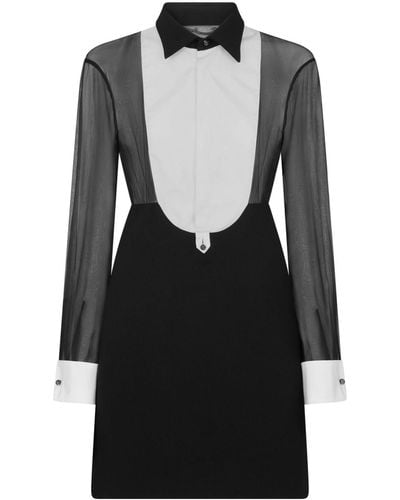 DSquared² Bib-collar Sheer-panelled Minidress - Black