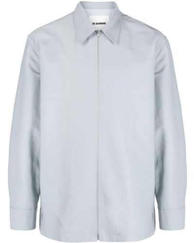 Jil Sander Spread-collar Zip-up Shirt - White