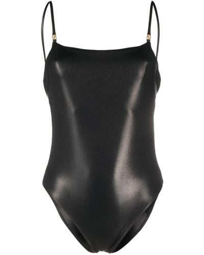 Versace Greca-detailed Low-back Swimsuit - Black