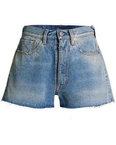 Maison Margiela Shorts denim con orlo sfilacciato - Blu