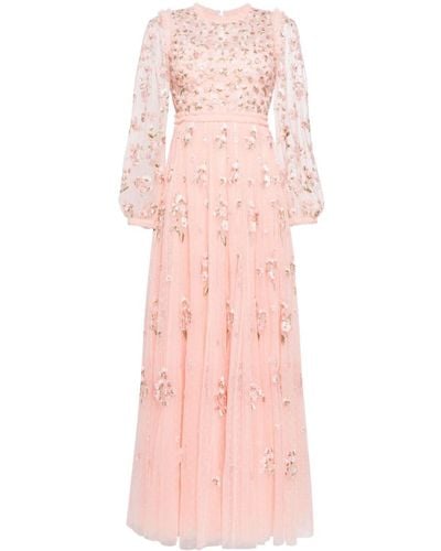 Needle & Thread Posy Embroidered Evening Gown - ピンク