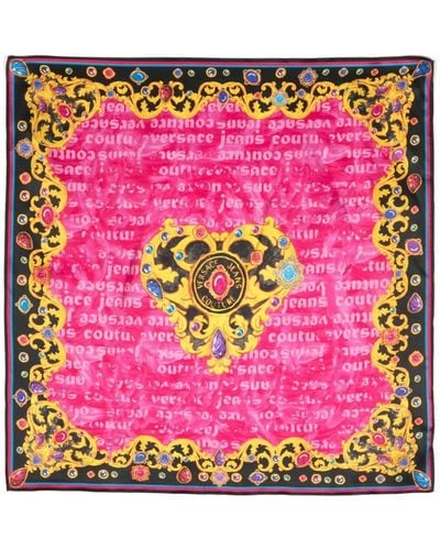 Versace Heart Couture-print Silk Scarf - Pink