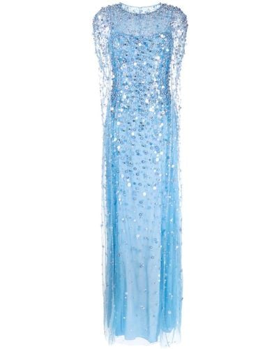 Jenny Packham Songbird Beaded Maxi Dress - Blue