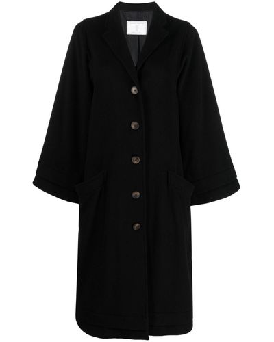 Societe Anonyme Embroidered-logo Long Wide-sleeves Coat - Black