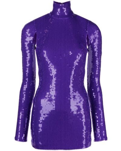 LAQUAN SMITH Sequin-embellished Open-back Minidress - Purple