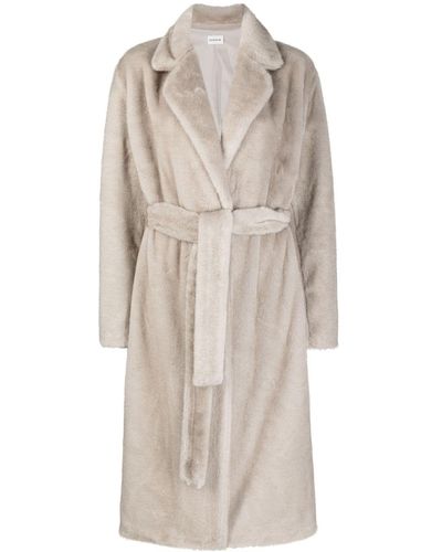 P.A.R.O.S.H. Faux-shearling Belted Coat - Natural