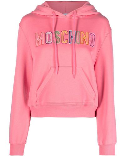 Moschino Hoodie Met Geborduurd Logo - Roze