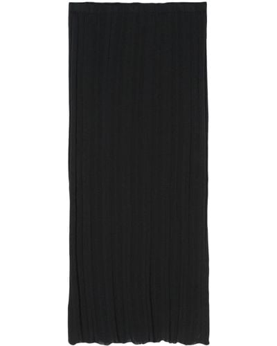Alysi Ribbed Midi Skirt - Black