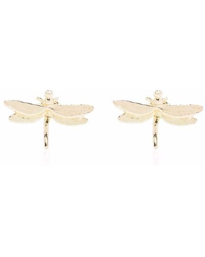 Alex Monroe 18kt Yellow Gold Teeny Tiny Dragonfly Stud Earrings - Metallic
