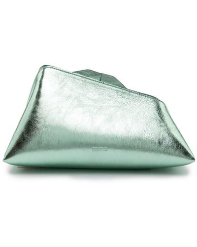 The Attico 8:30pm Metallic Leather Clutch Bag - Green