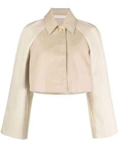 Palm Angels Cropped Trench Coat - Natural