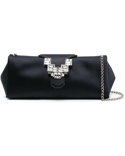 Rodo Crystal-embellished Satin Clutch Bag - Black