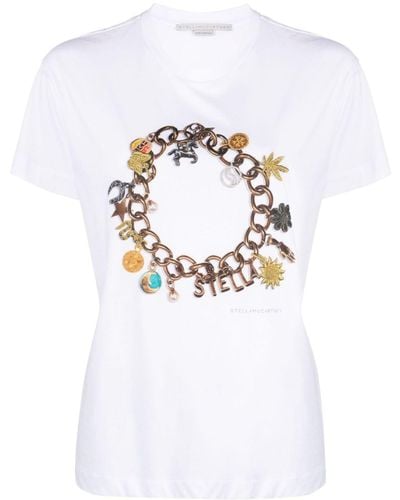 Stella McCartney T-shirt en coton à imprimé graphique - Blanc