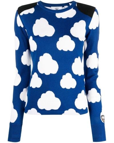 Rossignol Poetic Sky Cloud-print Sweater - Blue
