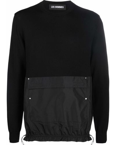 Les Hommes フロントポケット セーター - ブラック