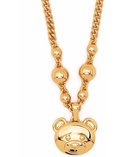 Moschino Teddy Bear-Pendant Necklace - Metallic