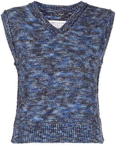 Maison Margiela Melange-knit Vest - Blue