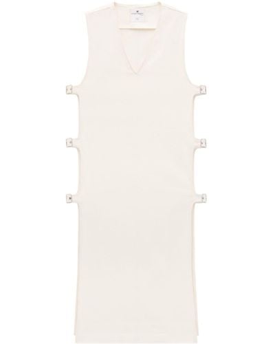 Courreges Multiple-buckle Denim Dress - White