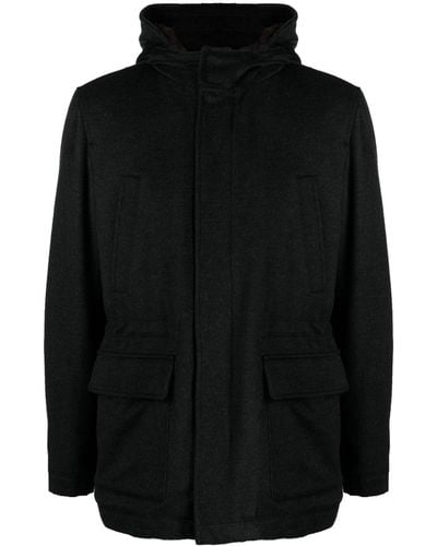 Corneliani Hooded Virgin Wool Jacket - Black
