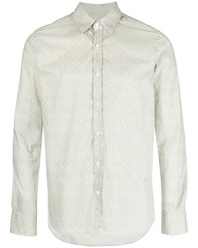 Canali Camisa con motivo floral y manga larga - Blanco