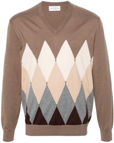 Ballantyne Argyle Intarsia-knit Sweater - Gray