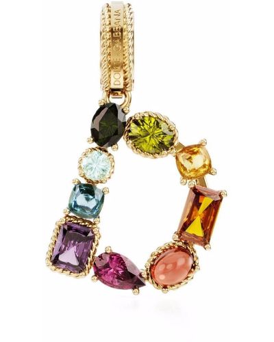 Dolce & Gabbana Rainbow Alphabet D 18kt Yellow Gold Multi-stone Pendant - Metallic