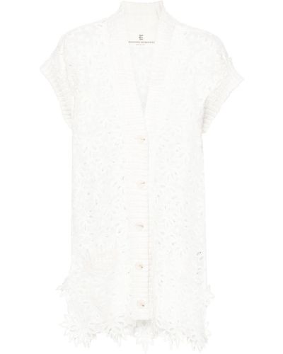 Ermanno Scervino Floral Broderie Anglaise Cardigan - White