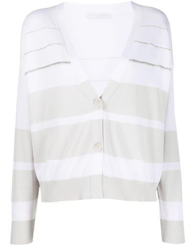 Fabiana Filippi Stripe-pattern Fine-knit Cardigan - White